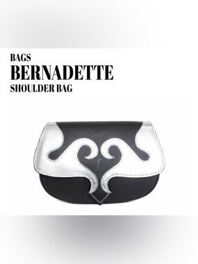 Fluevog EXCELLENT Bernadette black/silver foil top-flap structured shoulder bag